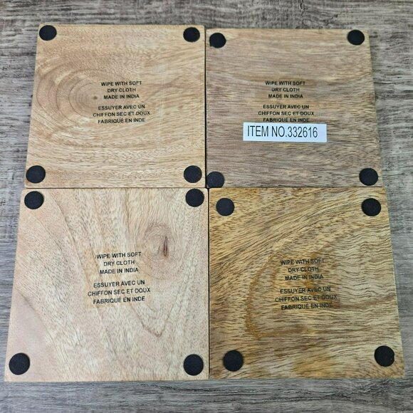 Handcrafted Wooden Coasters Set Of 4 With German Shepherd Dog GSD Print 4x4 - Picture 4 of 6